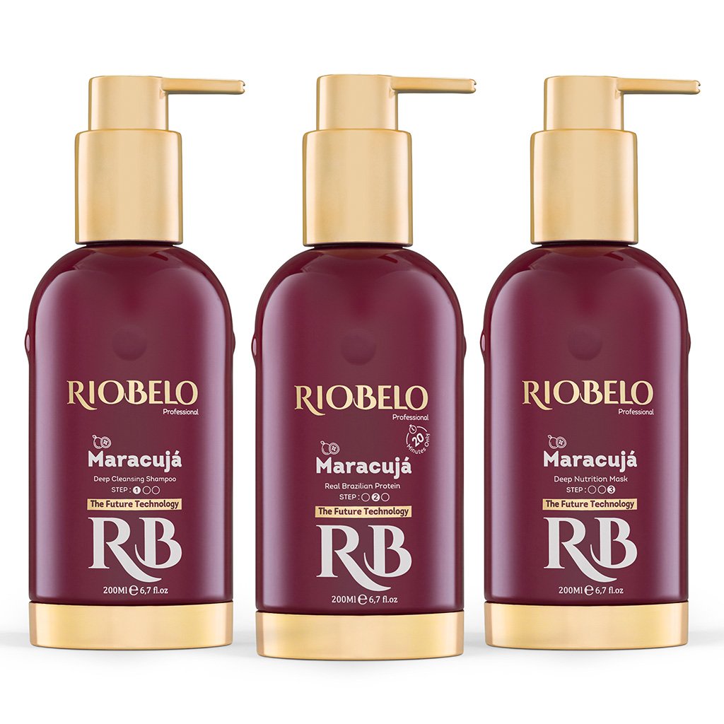 3 Step 200ml Brazilian Professional Hair Protein KIT For Normal and Curly Hair by RIOBELO